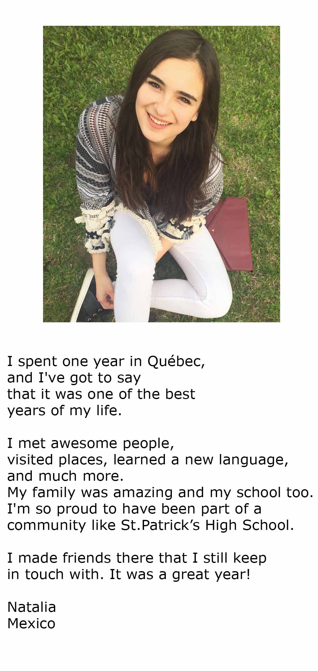 International student testimonials from Natalia Avalos